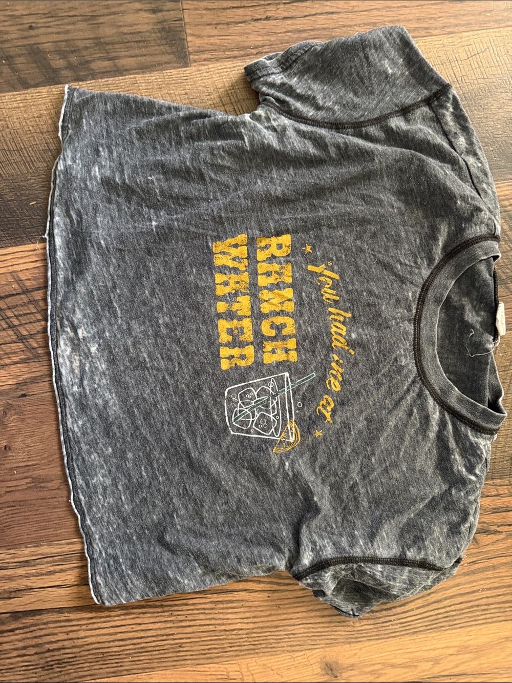 Women's Gray Crop Tee with Yellow 'Ranch Water' Graphic
